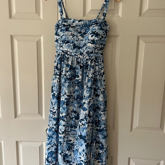 women's blue prom dresses Abercrombie And Fitch High Slit Camille Midi dress